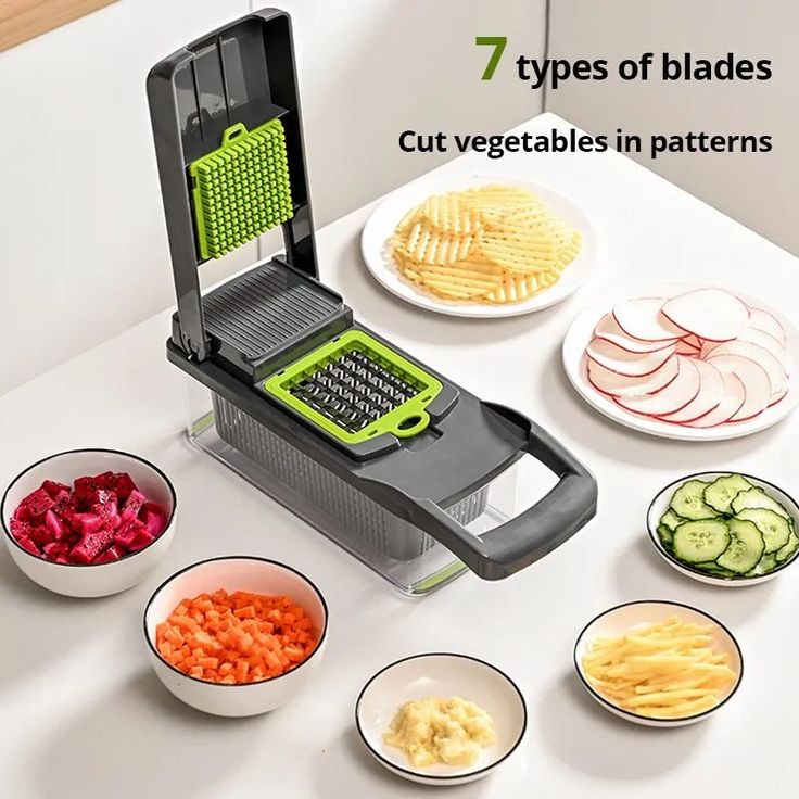 Philorn Coupe Legumes Multifonctions 16 en 1, Mandoline Cuisine avec un Pinceau de Nettoyage, Coupe Legume,
