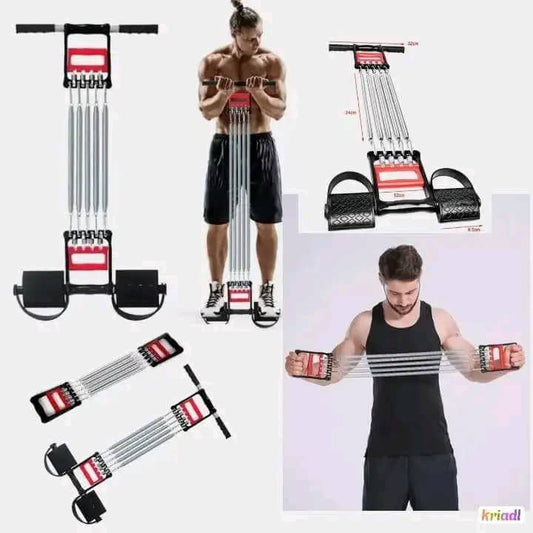 💪 Extenseur de Poitrine Multifonctionnel – 5 Ressorts | Poignée de Musculation 🏋️