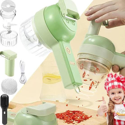 Coupe-Légumes Électrique 4 en 1 – Portable, Rechargeable et Multifonction